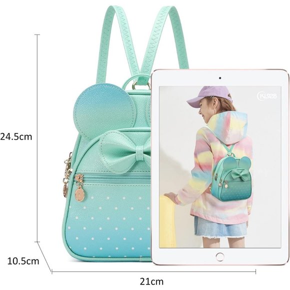 Bowknot Polka Dot Mini Backpack And Convertible Shoulder Bag Purse for Women - Picture 2 of 7